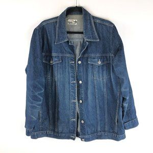 So Bin Ich Mens Denim Jacket Vintage Retro Trucker Dark Wash DE 46/US XL